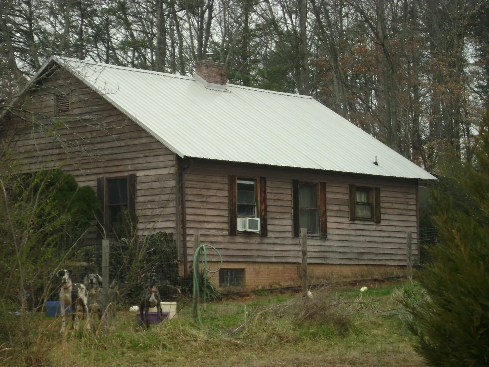 White metal roof on an old wood sided farmhouse, from a Asphalt Shingle Roof Repair job in Chatom